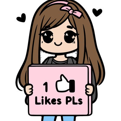 girl holding a sign saying 10 likes pls