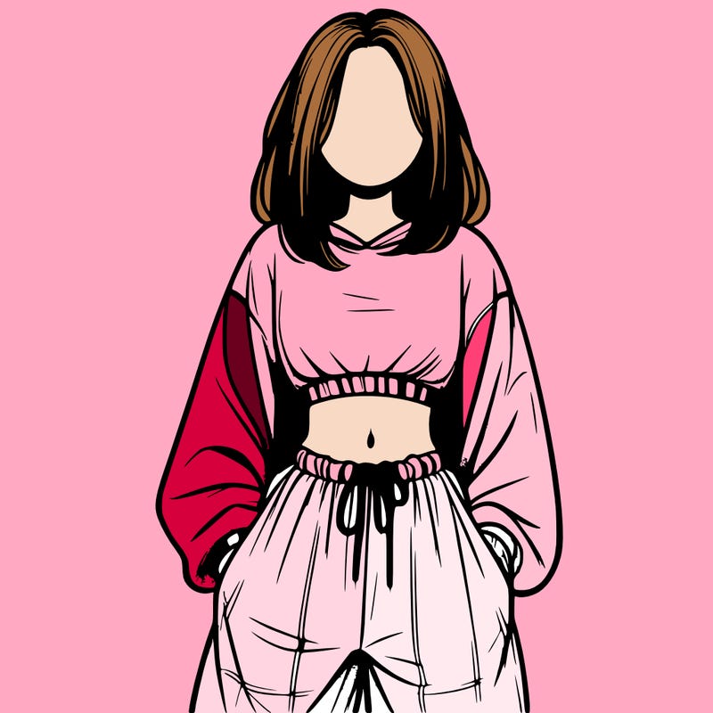 realistic girl faceless with baggy pants and a crop top