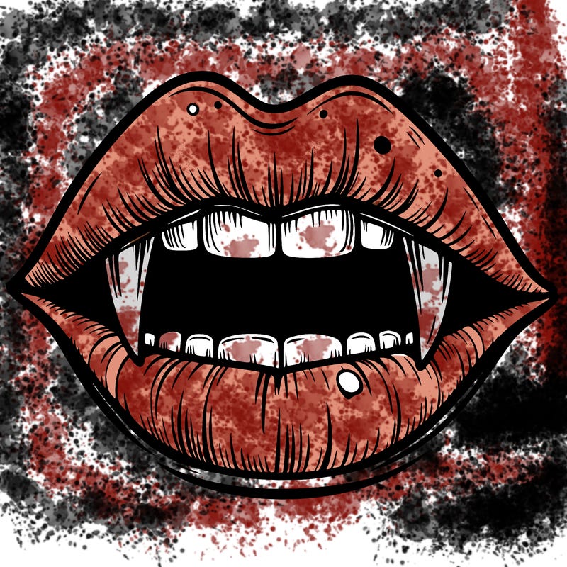 lips with vampire teeth