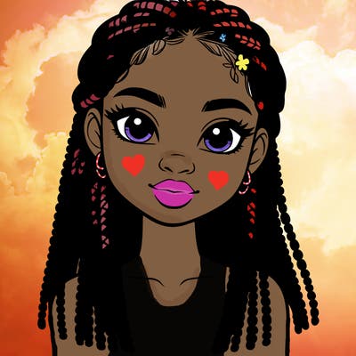 a realistic black girl with braids