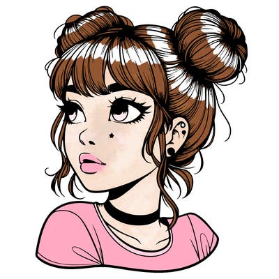 realistic girl with spacebuns