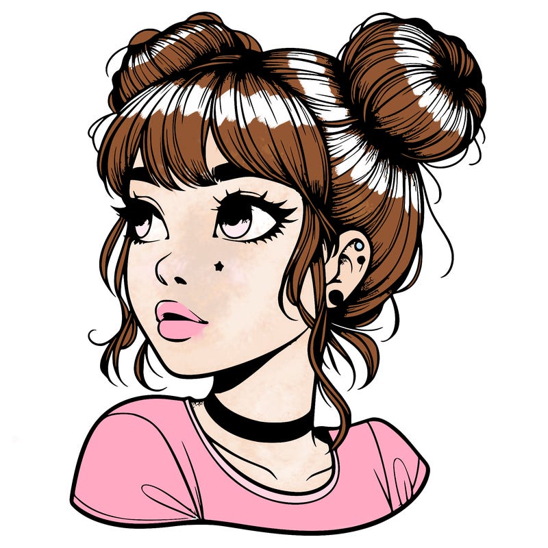 realistic girl with spacebuns