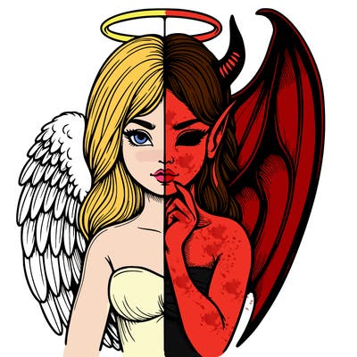 realistic angel half demon