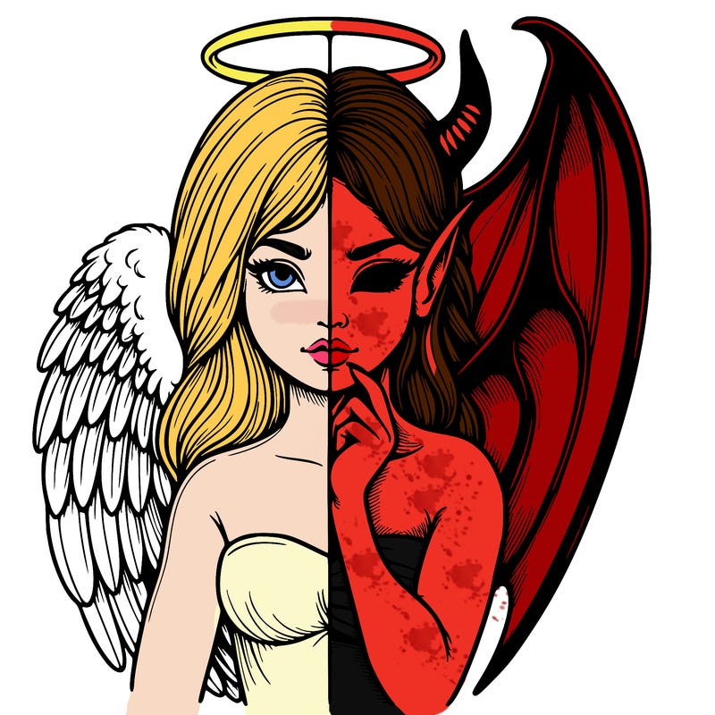 realistic angel half demon