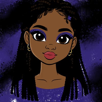 a realistic black girl with braids