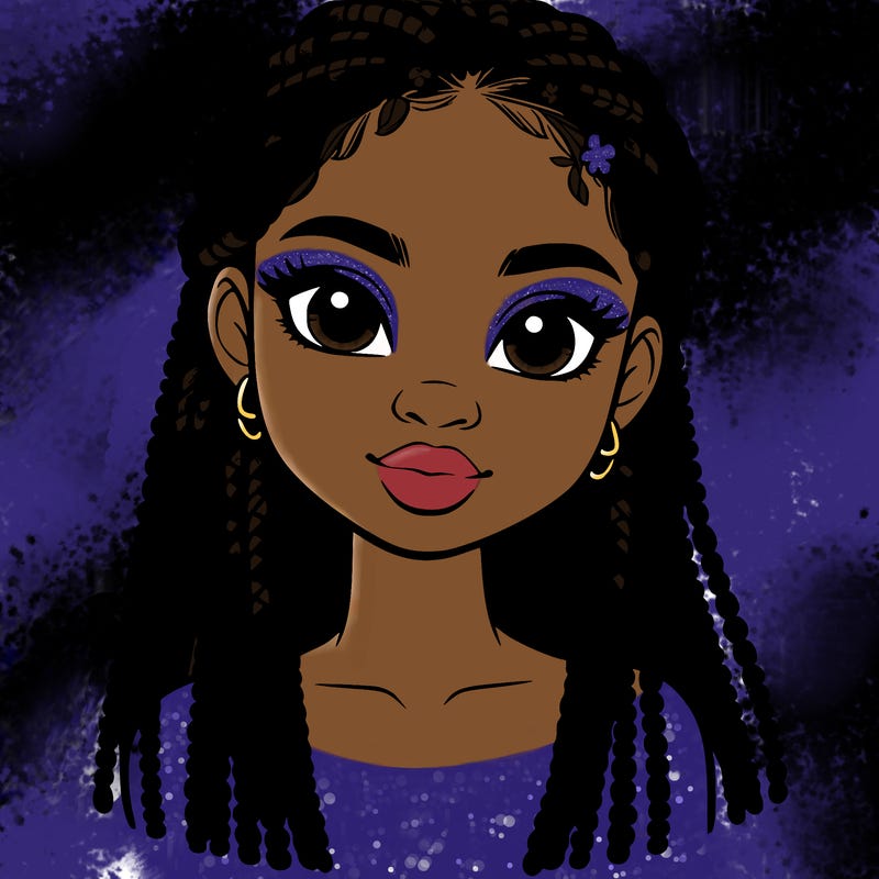 a realistic black girl with braids