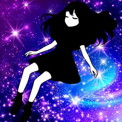 realistic girl floating