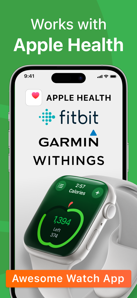 Calorie Counter PRO MyNetDiary integration with Apple Health and fitness trackers on Apple Watch