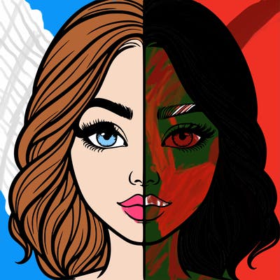 realistic girl split half