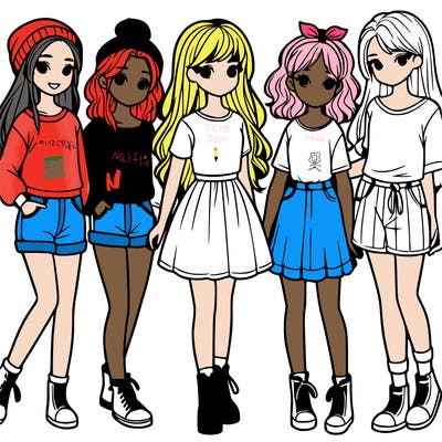 a group of five girls