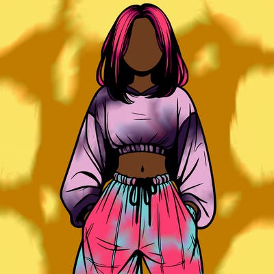 realistic girl faceless with baggy pants and a crop top