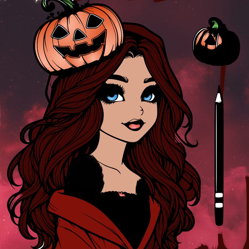 realistic  girl with  a halloween themed look