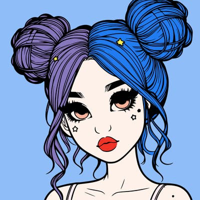 realistic girl with space buns