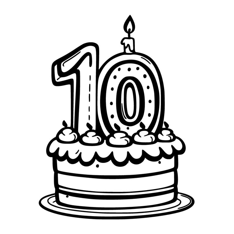 cake decorated with the number 10