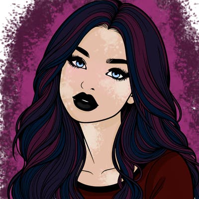 realistic girl with hair on her hair and lips