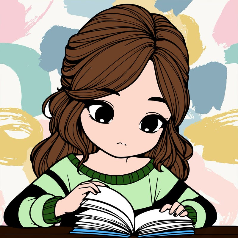 realistic girl reading