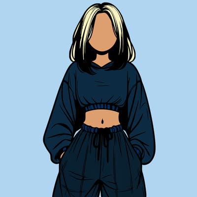 realistic girl faceless with baggy pants and a crop top