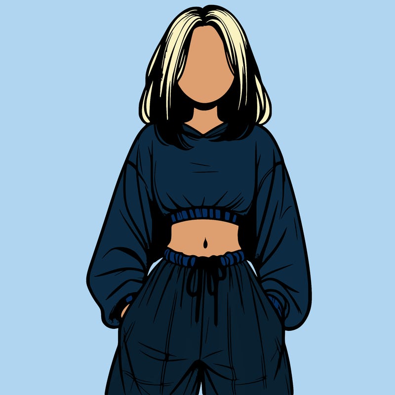 realistic girl faceless with baggy pants and a crop top