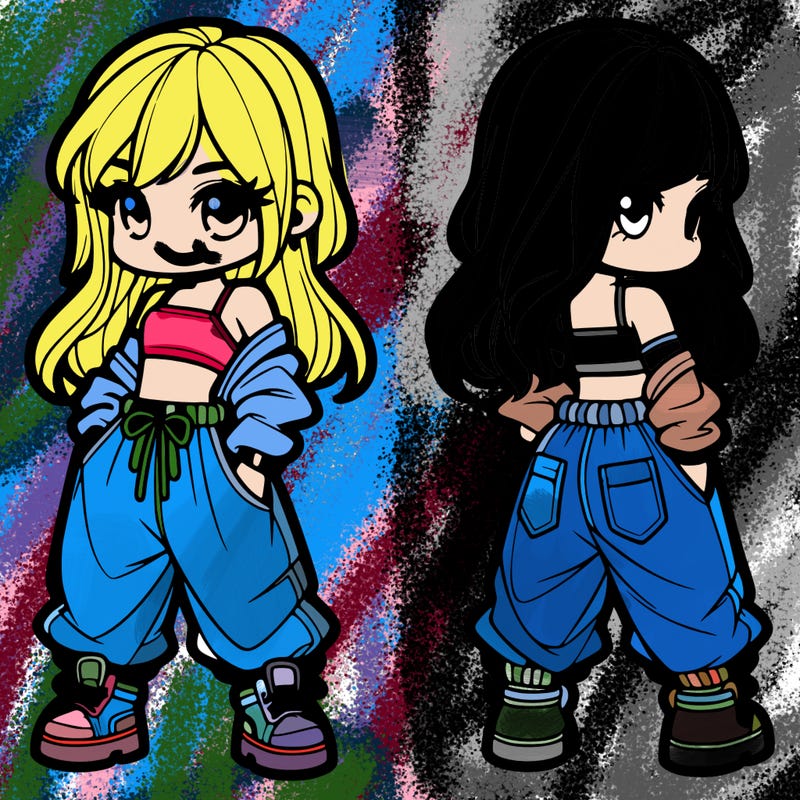 girl in crop top and baggy pants