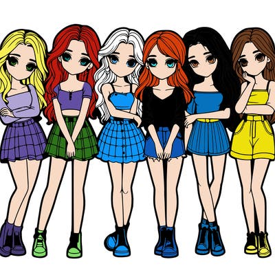 a group of girls realistic