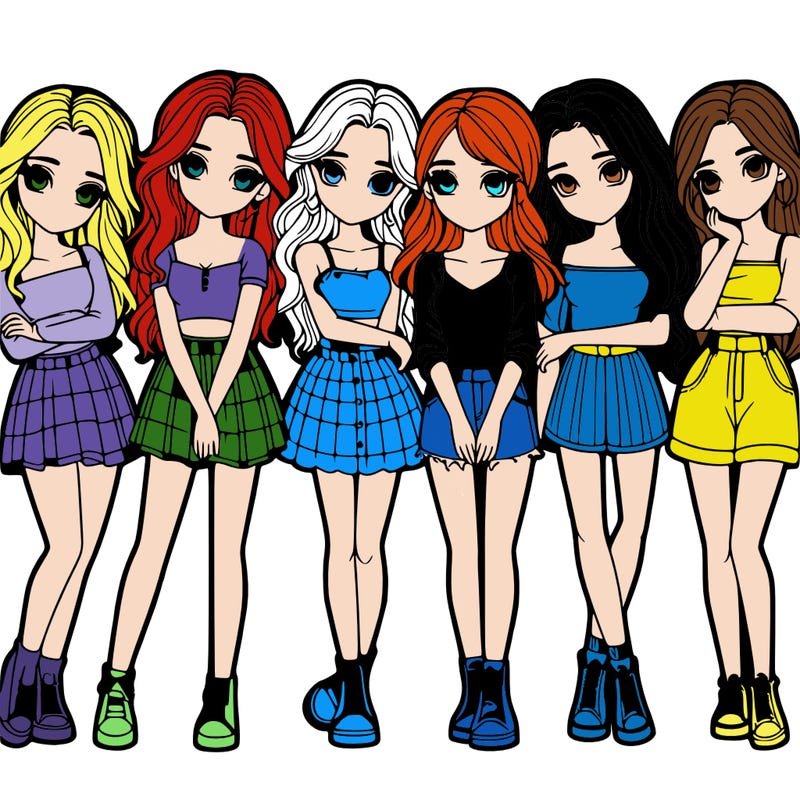 a group of girls realistic