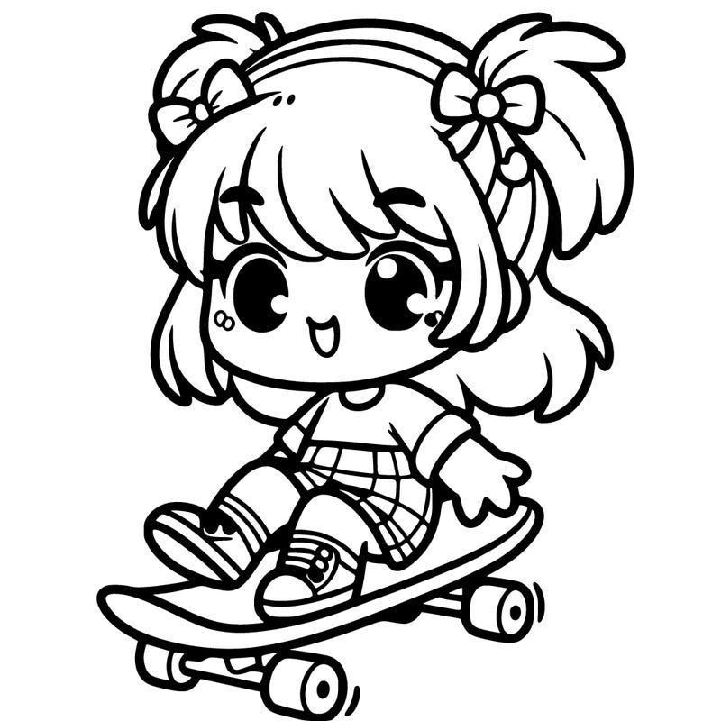 a cute girl riding a skateboard