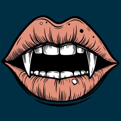 lips with vampire teeth