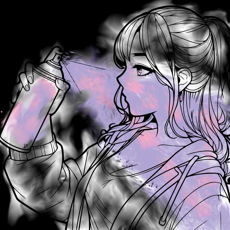 a realistic girl spray, painting