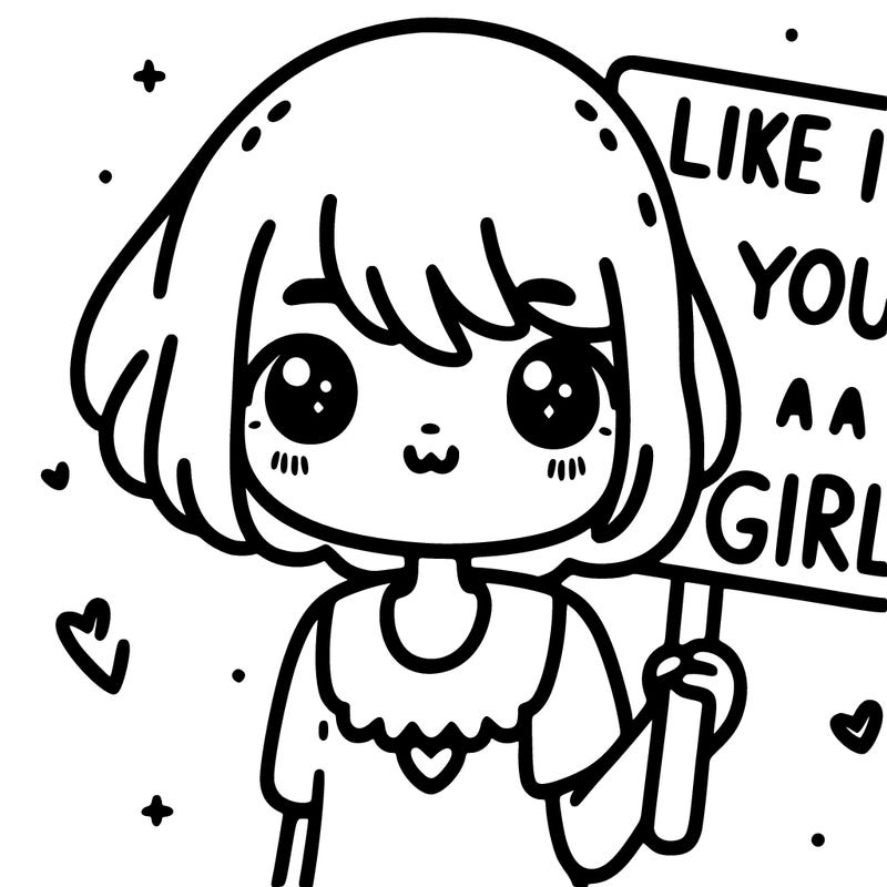 a cute girl holding a sign that says like if you’re a girl