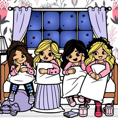 slumber party of girls