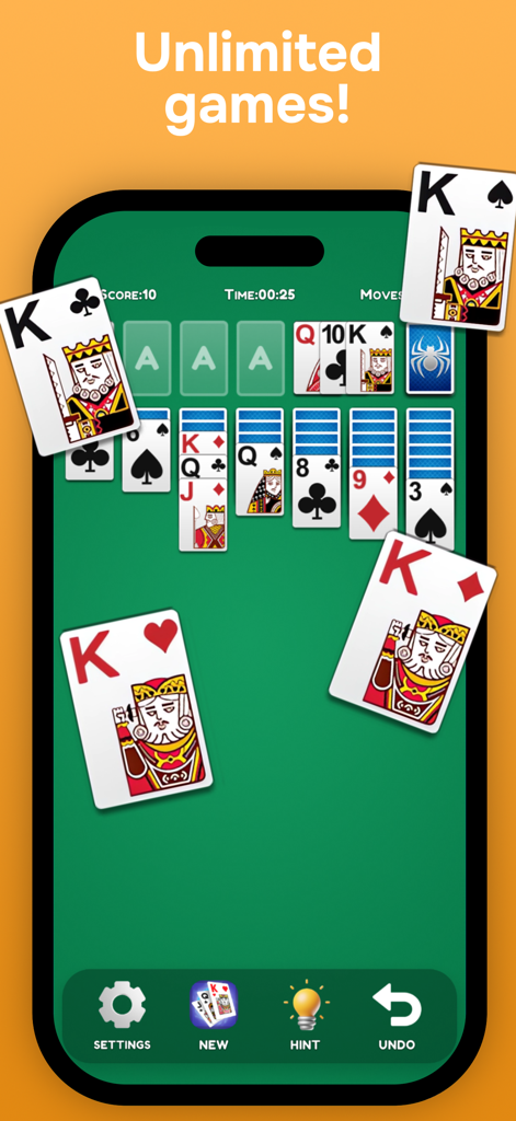 Solitaire Classic: Card Master - Solitaire Classic Card Master gameplay showing unlimited Klondike games on a mobile device.