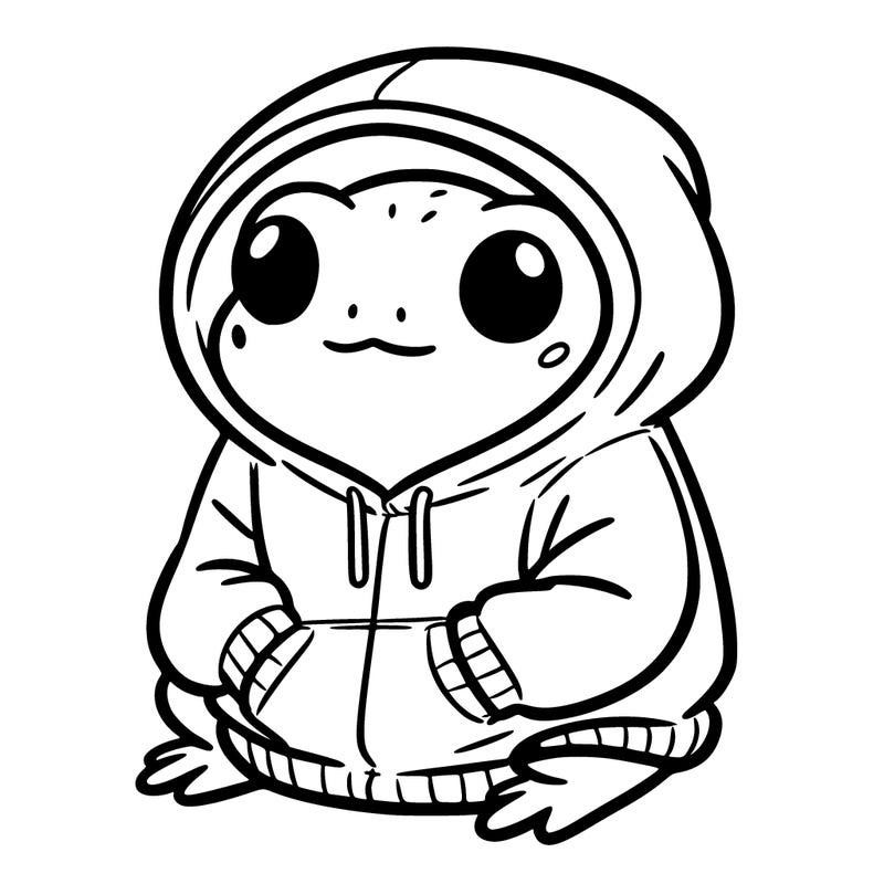 frog in a frog hoodie