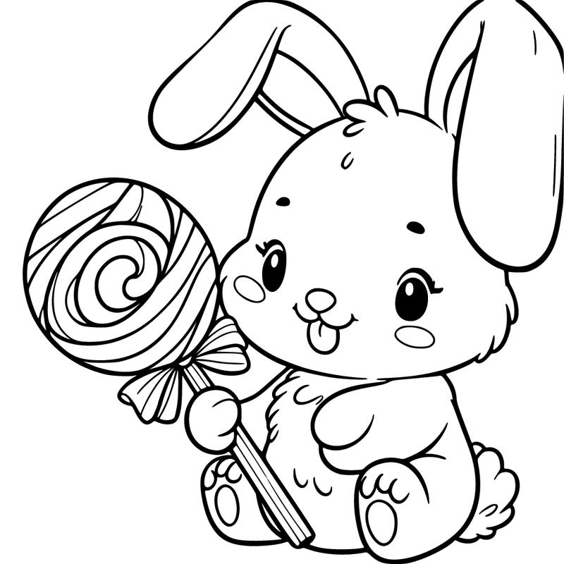 bunny eating lollipop
