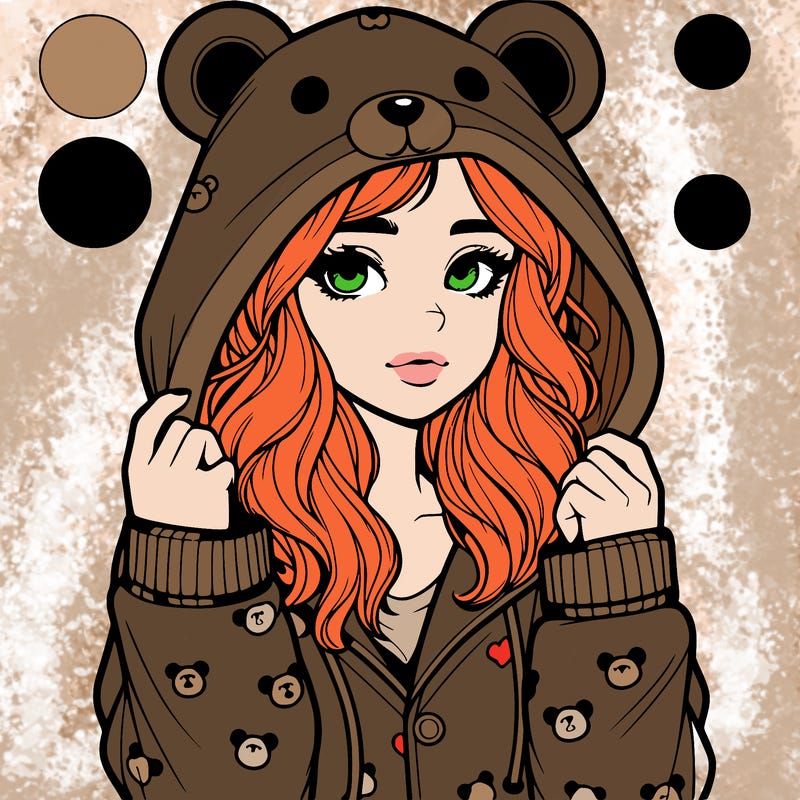 realistic girl in a animal pjs hoodie