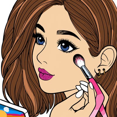 a realistic girl doing her makeup