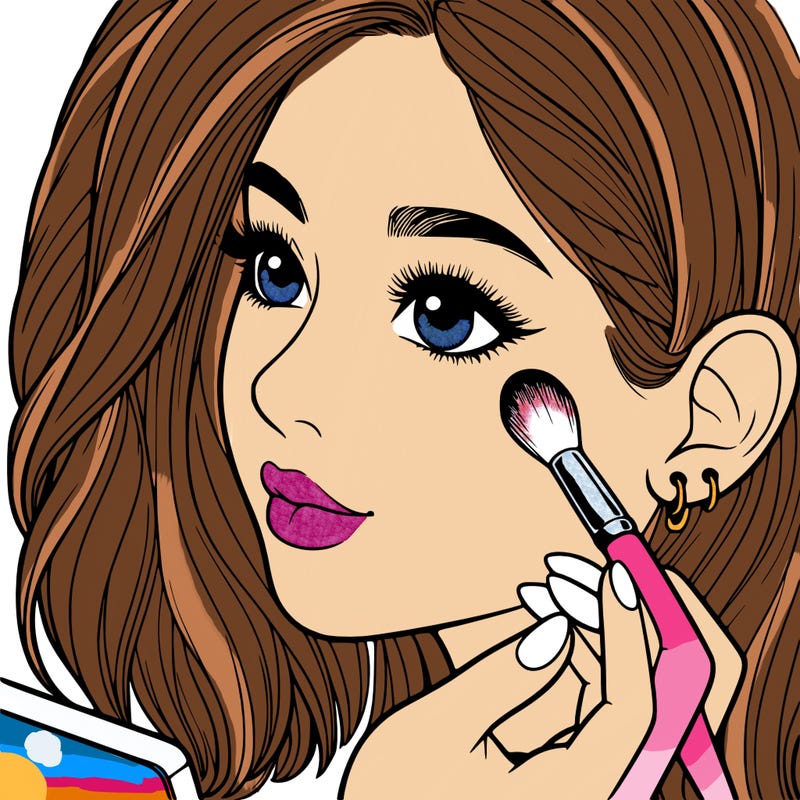 a realistic girl doing her makeup