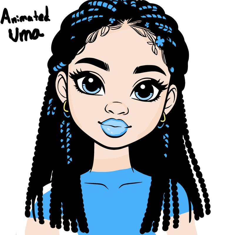 a realistic black girl with braids