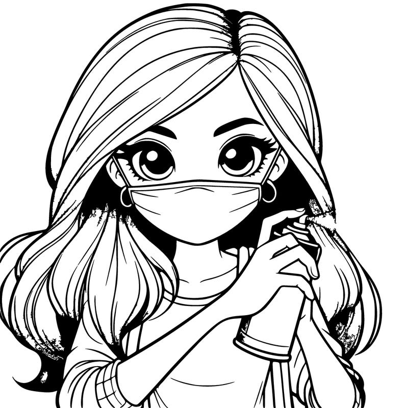 a realistic girl spray, painting