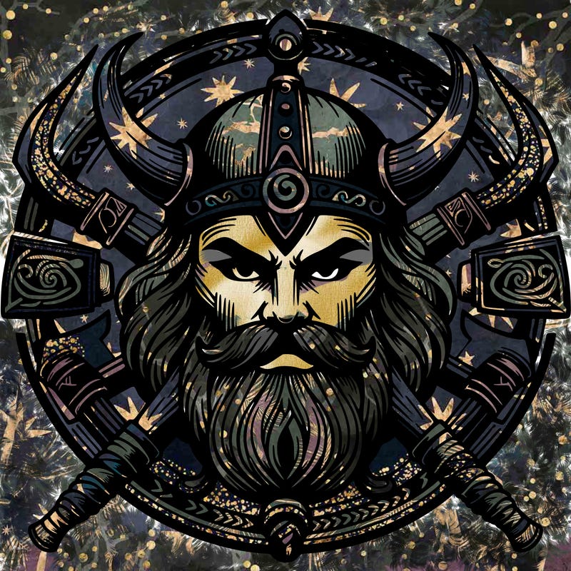 realistic valhalla god  symbol around
