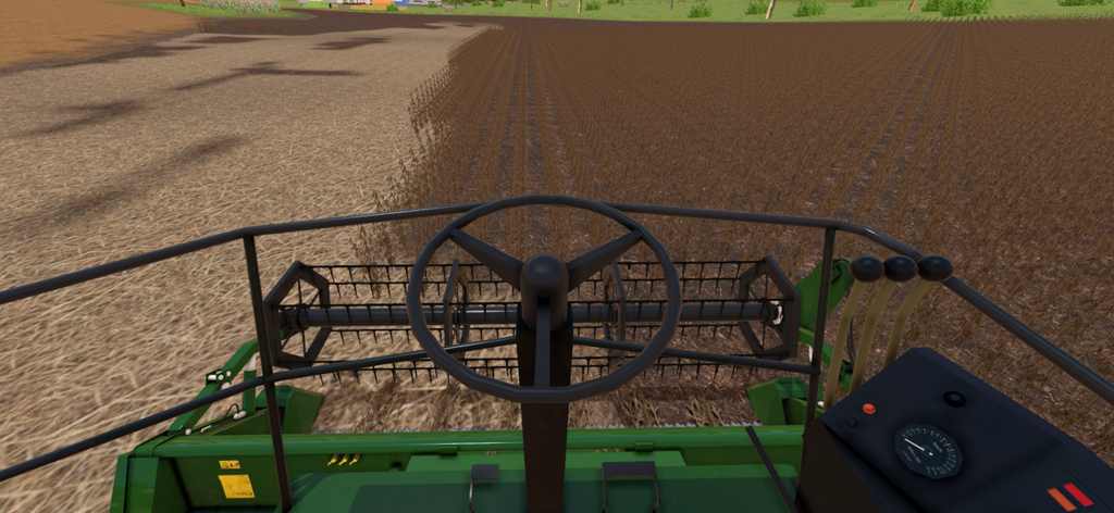 Farming Sim Brasil - First person view from the cabin of a harvester in Farming Sim Brasil