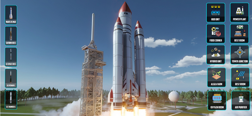 Raketenstartsequenz in Spaceship Rocket Simulator