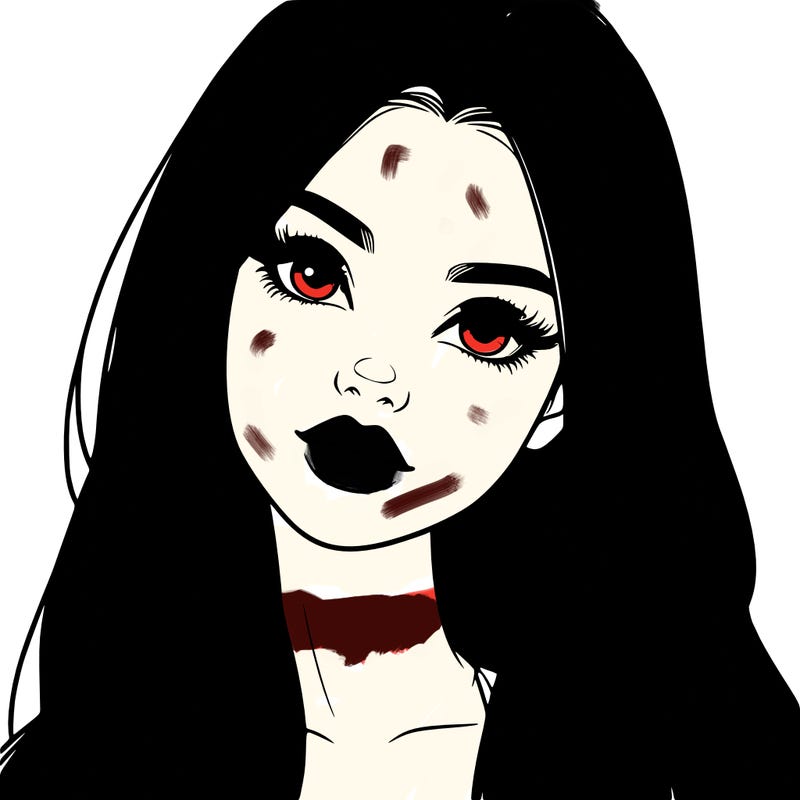 realistic teen girl with long hair and lips