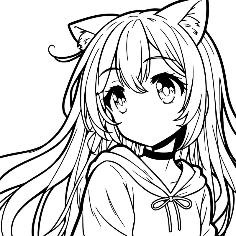 manga girl with cat ears on her head