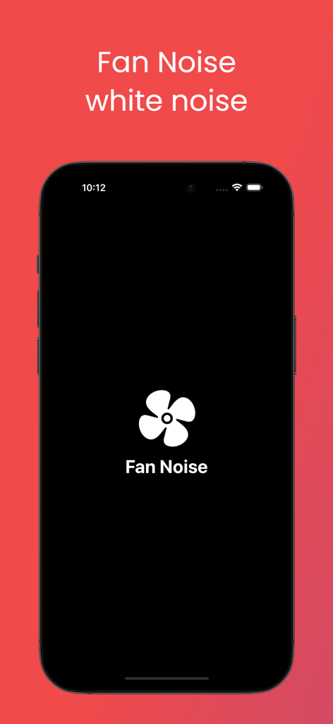 Fan Noise White Sleep Sounds - Interfaz de la aplicación de ruido blanco Fan Noise en iPhone con fondo rojo