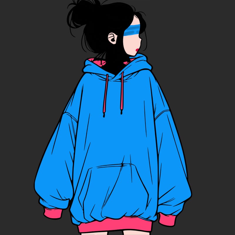 realistic girl with a oversized sweatshirt on and a bun