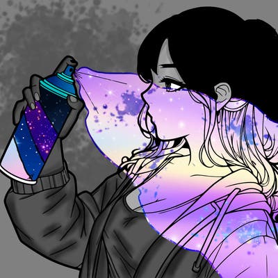 a realistic girl spray, painting