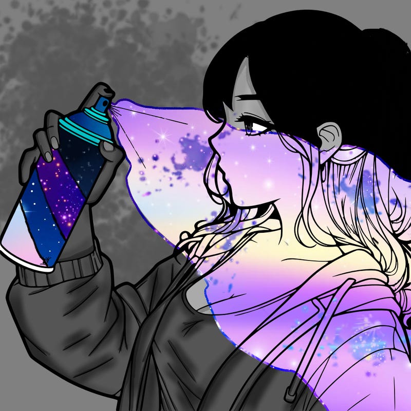 a realistic girl spray, painting