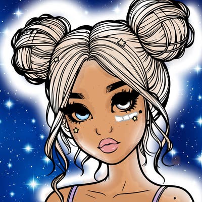 realistic girl with space buns