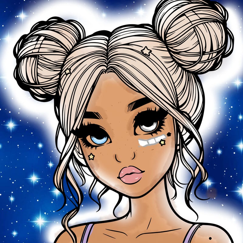 realistic girl with space buns