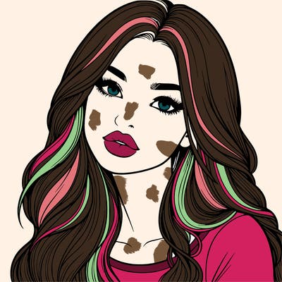 realistic girl with hair on her hair and lips